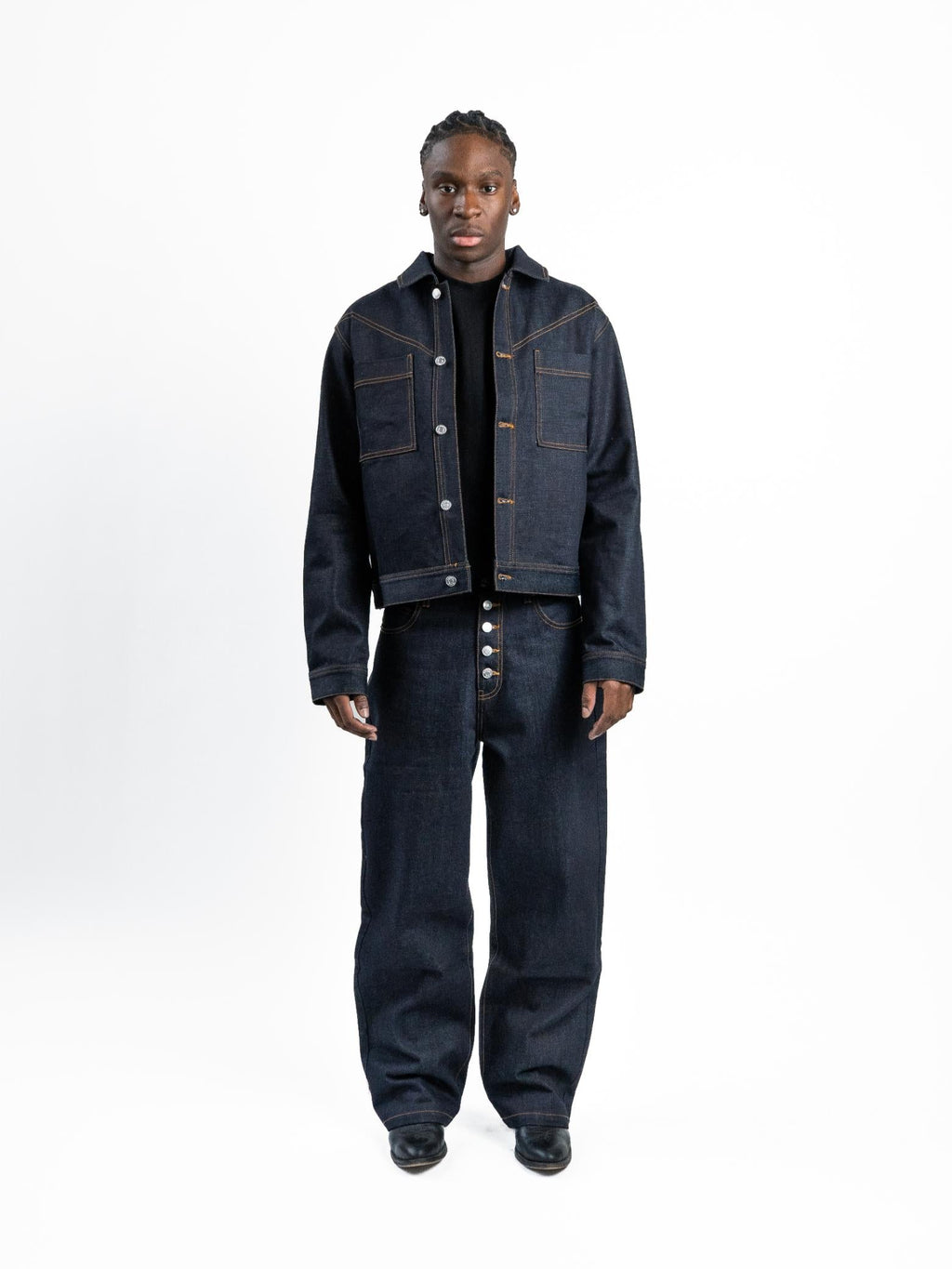RAW DENIM JACKET - Marine