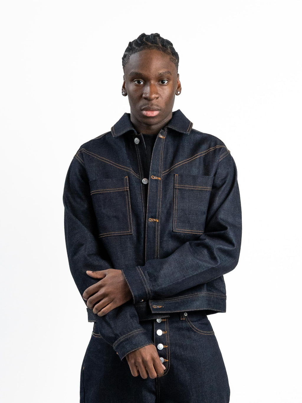 RAW DENIM JACKET - Marine