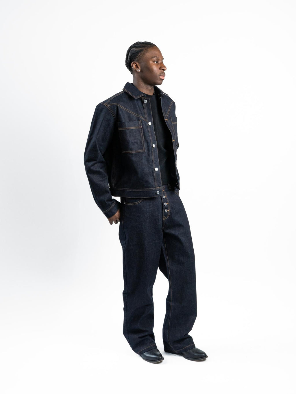 RAW DENIM JACKET - Marine