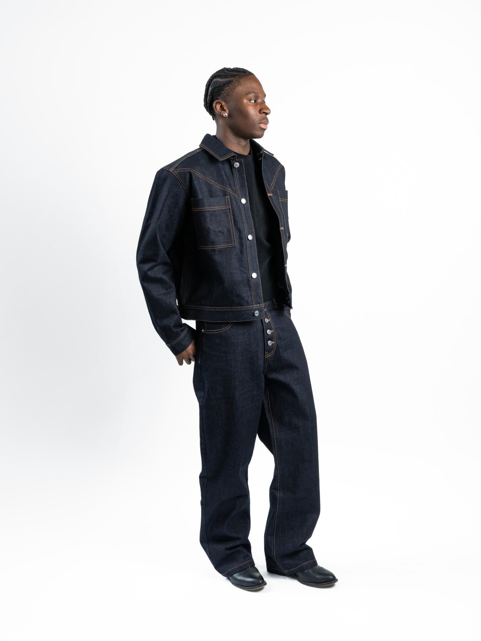 RAW DENIM JACKET - Marine