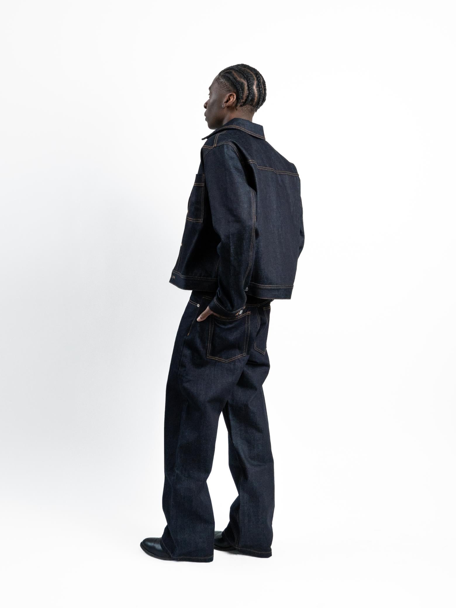 RAW DENIM JACKET - Marine