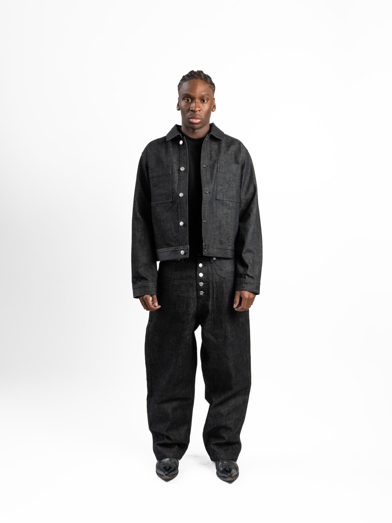 RAW DENIM JACKET - Black