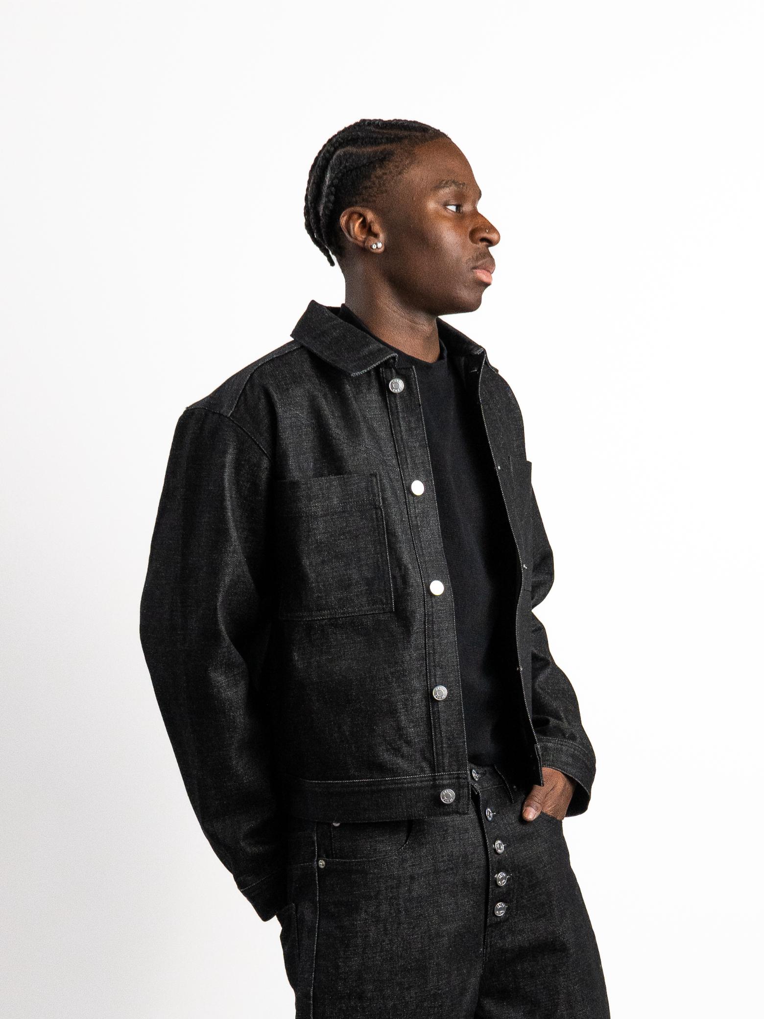 RAW DENIM JACKET - Black