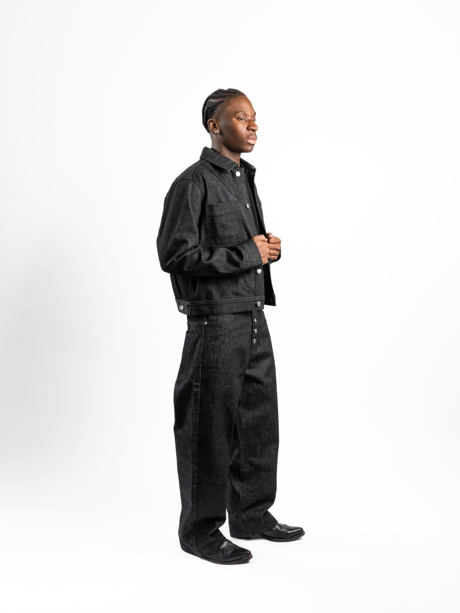 RAW DENIM JACKET - Black