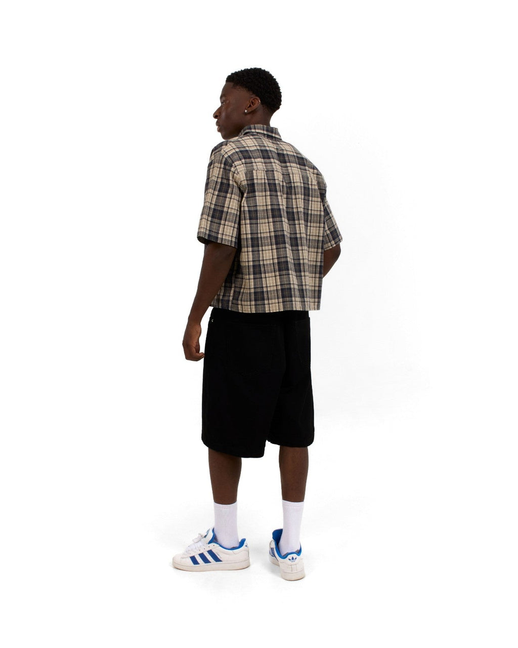 BAGGY DENIM JORTS - Black