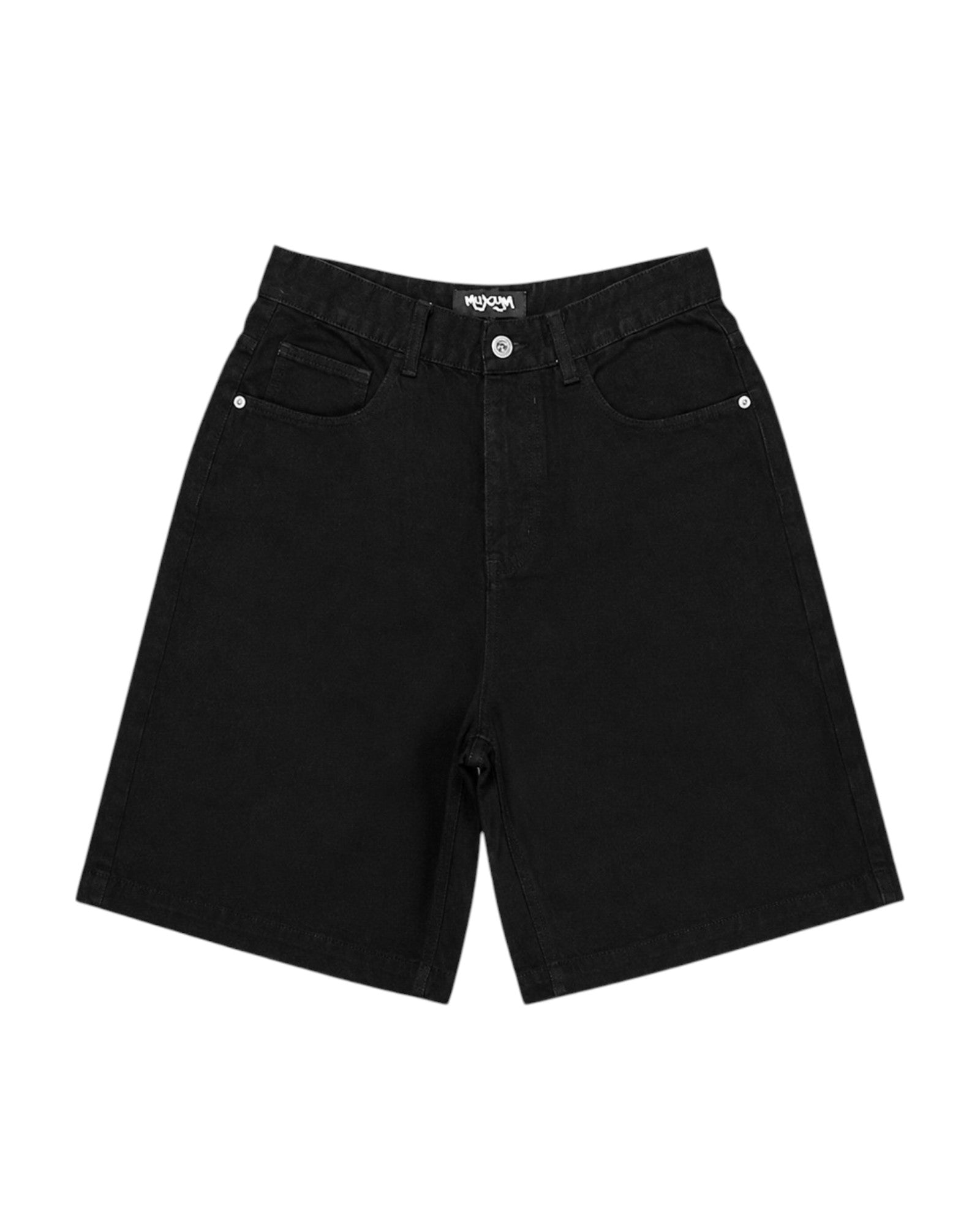 BAGGY DENIM JORTS - Black