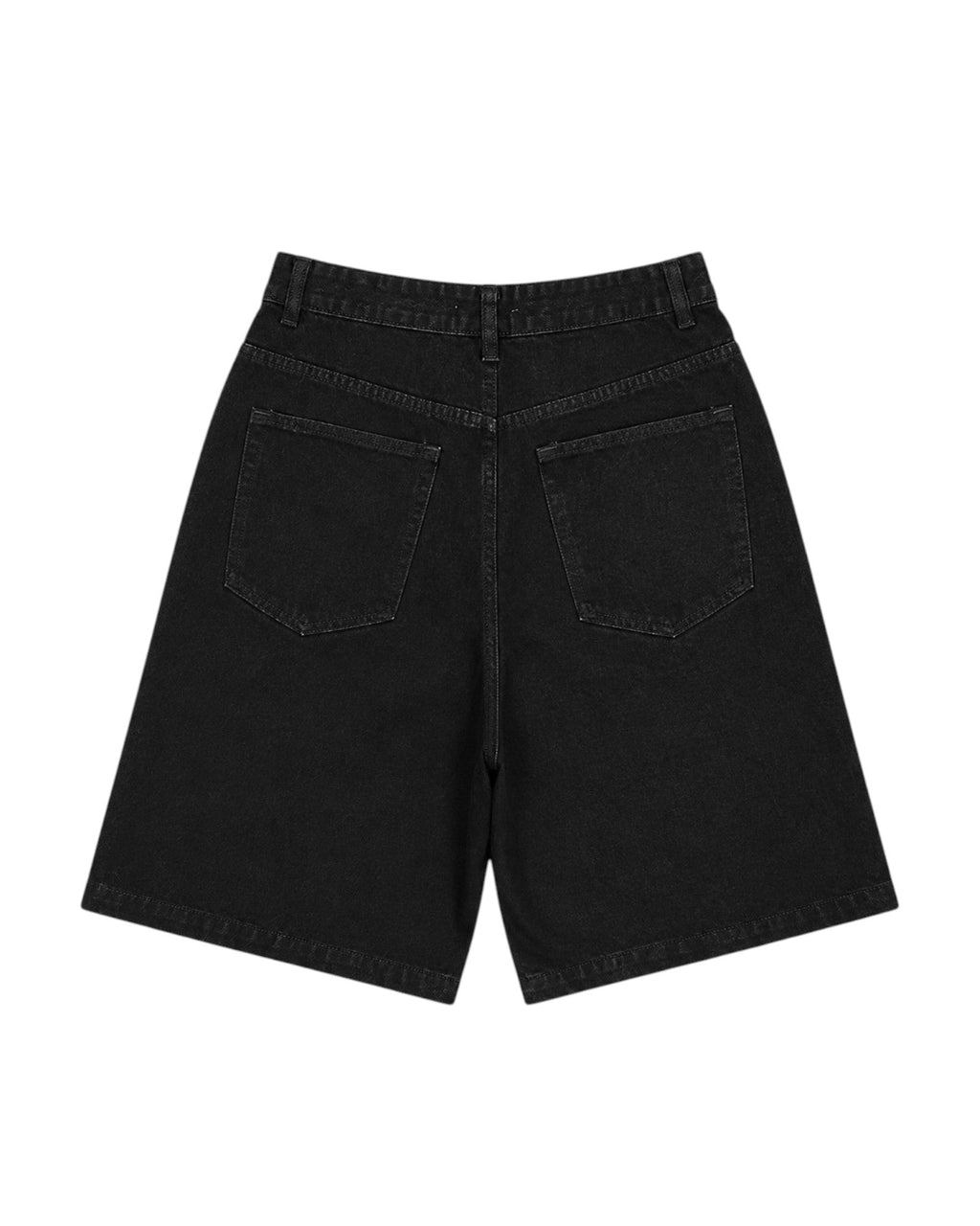 BAGGY DENIM JORTS - Black