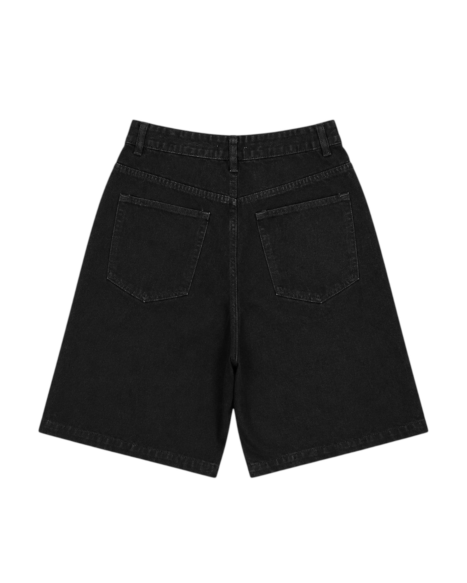 BAGGY DENIM JORTS - Black